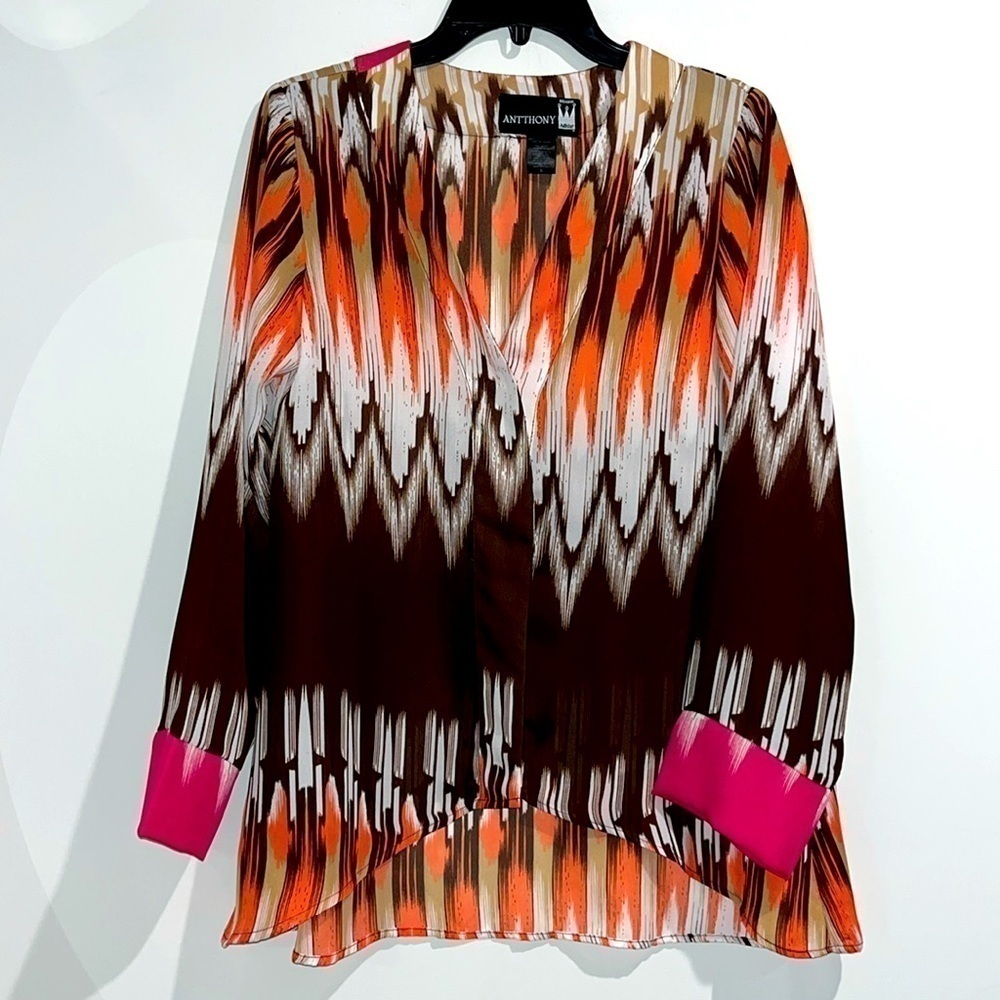 Antthony brown white pink coral sheer high low coverup. Size small.